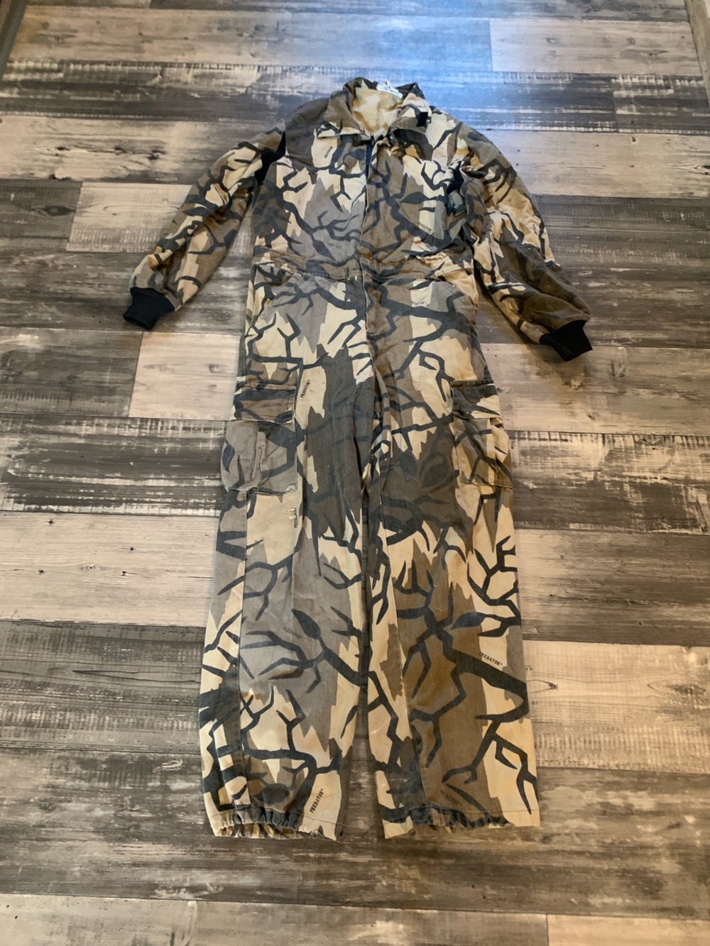 Vintage 90’s Camouflage Pattern One-Piece Jumpsuit - Tan, Olive, Black.
